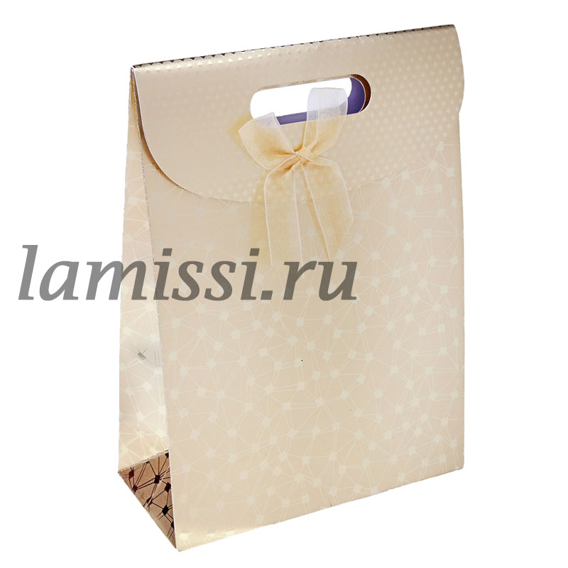 648845 Коробка-пакет M "Паутина золото" ― Ламисси. Магазин подарков