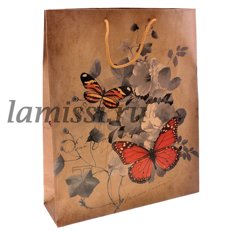 641398 Пакет крафт ML "Ретро бабочки" ― Ламисси. Магазин подарков