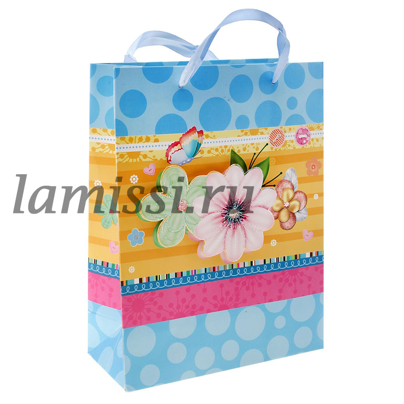 648901 Пакет ламинат коллаж MS "Цветочки и бабочки" ― Ламисси. Магазин подарков