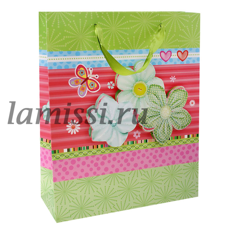 648902 Пакет ламинат коллаж MS "Цветочки и сердечки" ― Ламисси. Магазин подарков