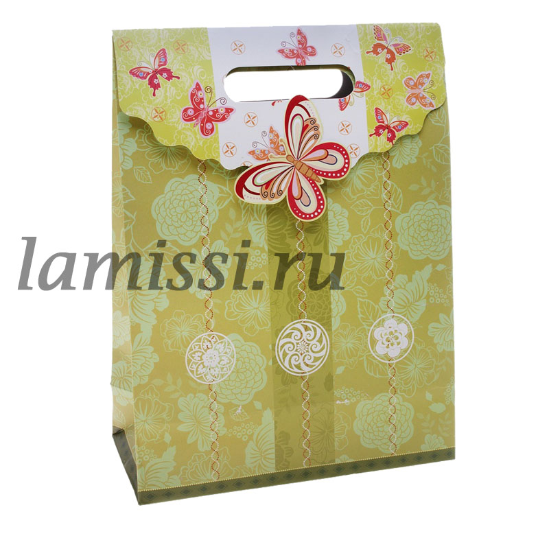 601752 Коробка-пакет "Бабочки цветочки" ― Ламисси. Магазин подарков