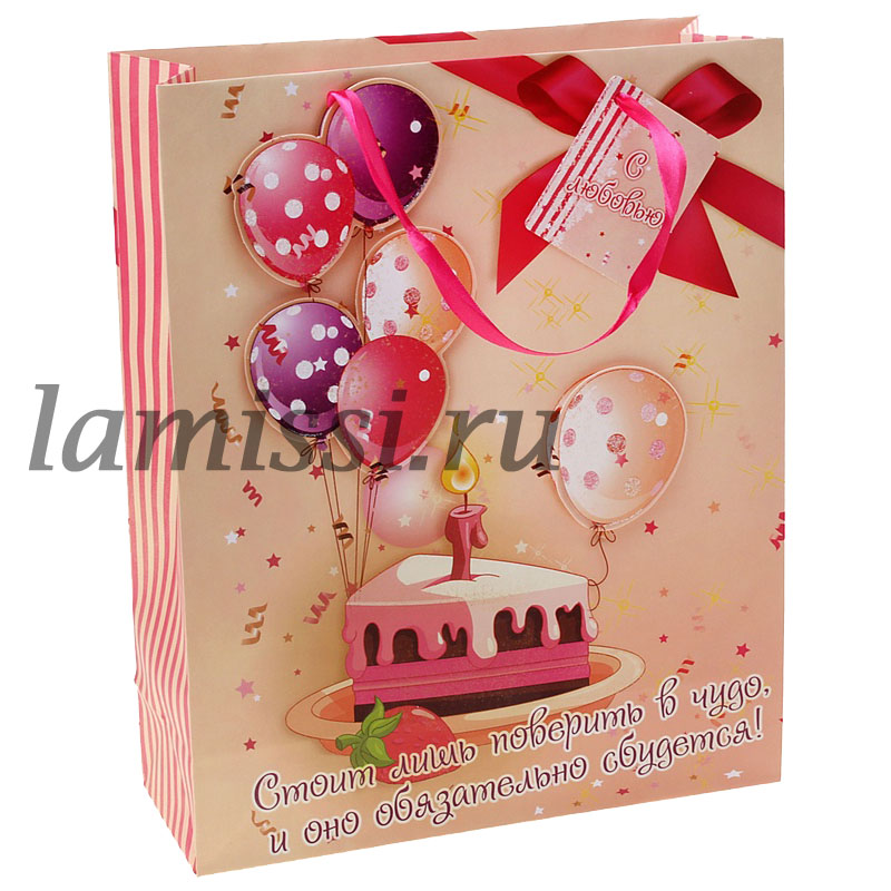 818613 Пакет ламинированный объемный декор "Тортик" ― Ламисси. Магазин подарков